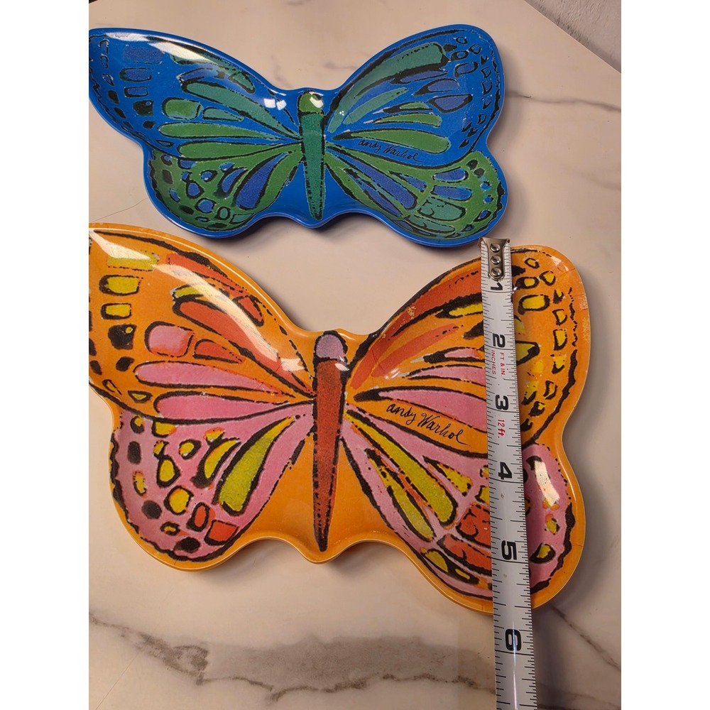 Andy Warhol x Presidio Objects Butterfly Melamine Plates Set Blue Orange Pop Art - Picture 5 of 8